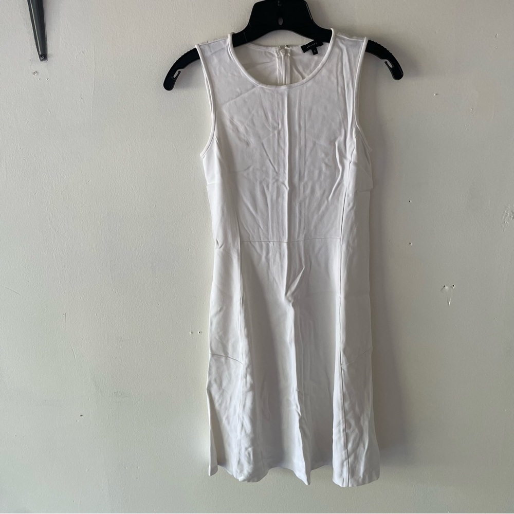Theory White Stretch Sleeveless Fit & Flare Mini Dress 1709 - Picture 2 of 11